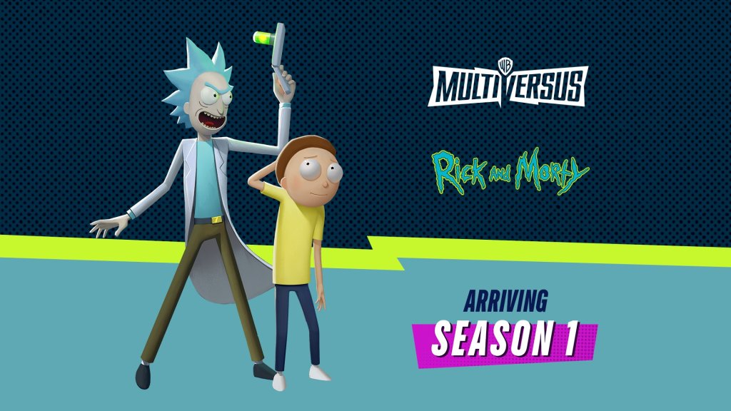 Rick and Morty stand in a void, announcing their addition to the game Multiversus.