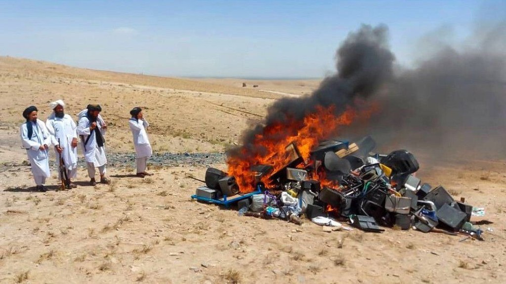 The Taliban Burned a Pile of Musical Instruments Because They’re ‘Immoral’