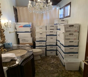 document boxes in Donald Trump's bathroom